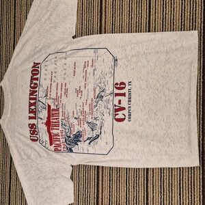 USS LEXINGTON‎ Pacific Theater Corpus Christi Mens XL Short Sleeve Shirt 90s VTG
